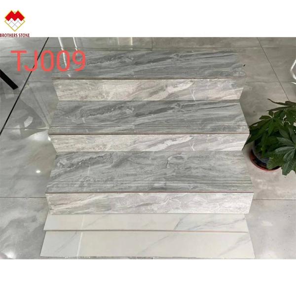 Modern Design Glazed Polished Porcelain Stair Tiles Prices Stone Imitation Texture