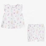 Summer Baby Girls Clothing Sets Customized Printing Color Pattern Organic Cotton