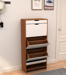 China Three Layer MDF Shoe Wooden Cabinet With Shaker Door wholesale