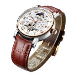 Tourbillon Automatic Movement With Moon Phase Mechanical Watch Fashion Leather