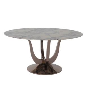 China Shiny Marble Top Pedestal Table Rose Gold Base Round Table Marble Top wholesale