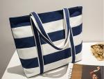 Womens Printed Stripes Casual Large Canvas Bags , Shoulder Tote Bags