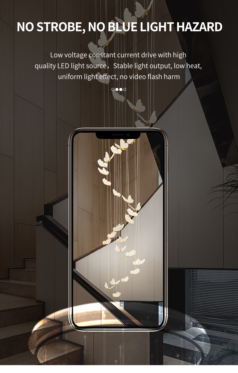 Pendant Chandelier For Ladder Revolving Staircase Butterfly Lighting（WH-NC-83)