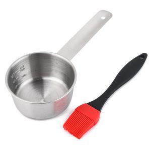 China Stainless Steel BBQ Sauce Pot saucepan Silicone Basting Brush Set wholesale