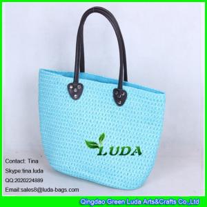 China LUDA sky blue sea bag 2015 summer pp straw braided beach bag wholesale