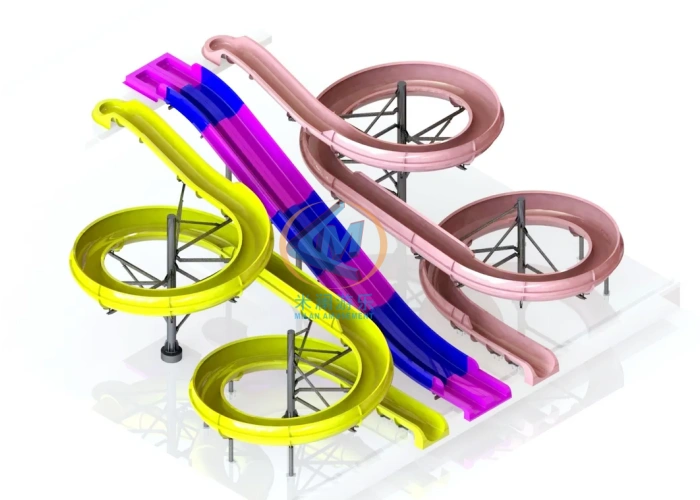 Teenagers Aqua Water Slide Combination Water Park Slide For Hotel Restort Villa Park Pool