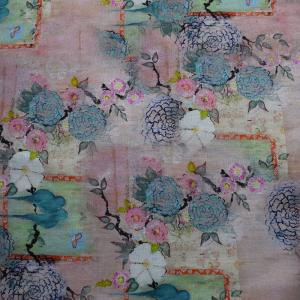 China Digital Polyester Cotton Fabrics Home Textile 100% Ramie Rayon Floral Printed wholesale