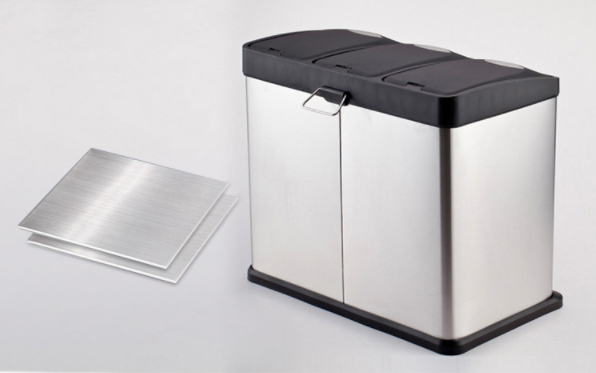 24L Three Compartment Foot Pedal Waste Bin Ashcan Stainless Steel Trash Can