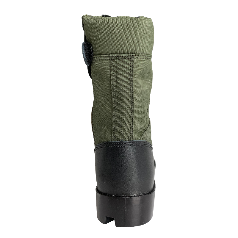 Mesh Lined Men's Black Leather Durable Canvas Boots for Outdoor Camping and Hiking