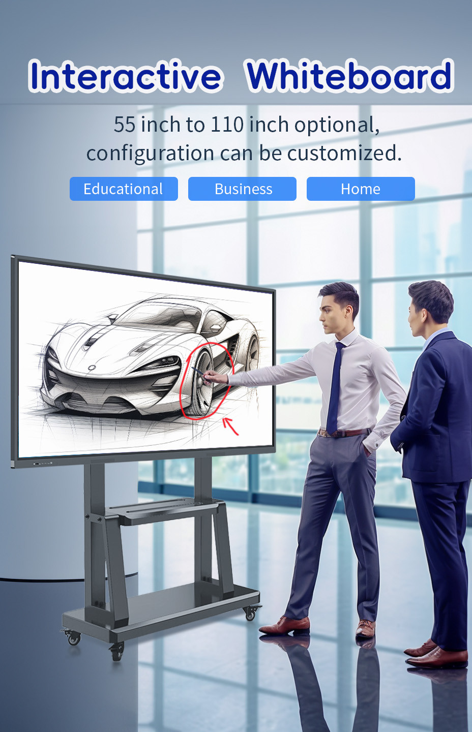 Interactive Electronic Smart Whiteboard Conference 65 75 86'' Android