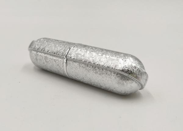 3.5g Silver Color Shiny Empty Lipstick Tubes , Lipstick Tube Packaging Logo