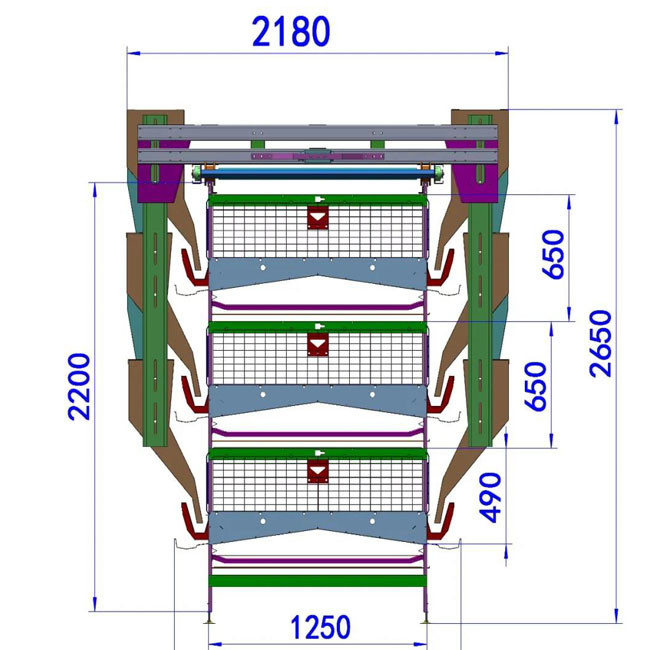Breeding Battery Chicken Cage 126 Birds / Set Full Automatic Equipment