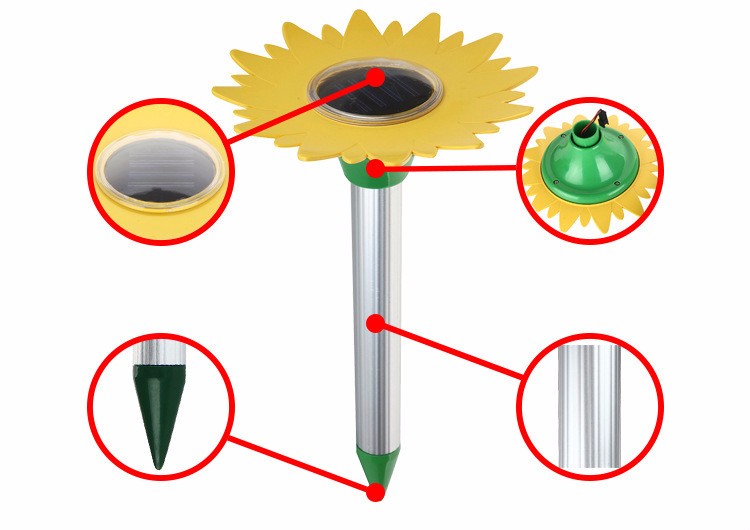Sun Flower Type ultrasonic rodent repeller Solar Power Pest Electronic Repeller