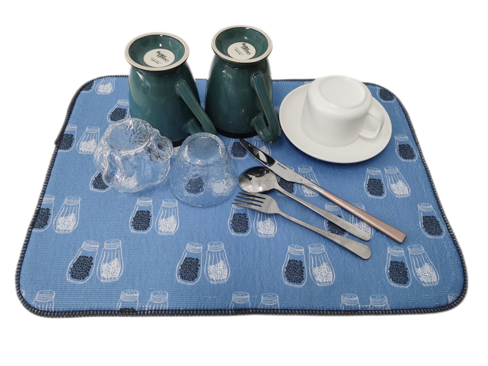 Microfiber Quick Dry Kitchen Dish Drying Mat With Printing Designs All Polyester