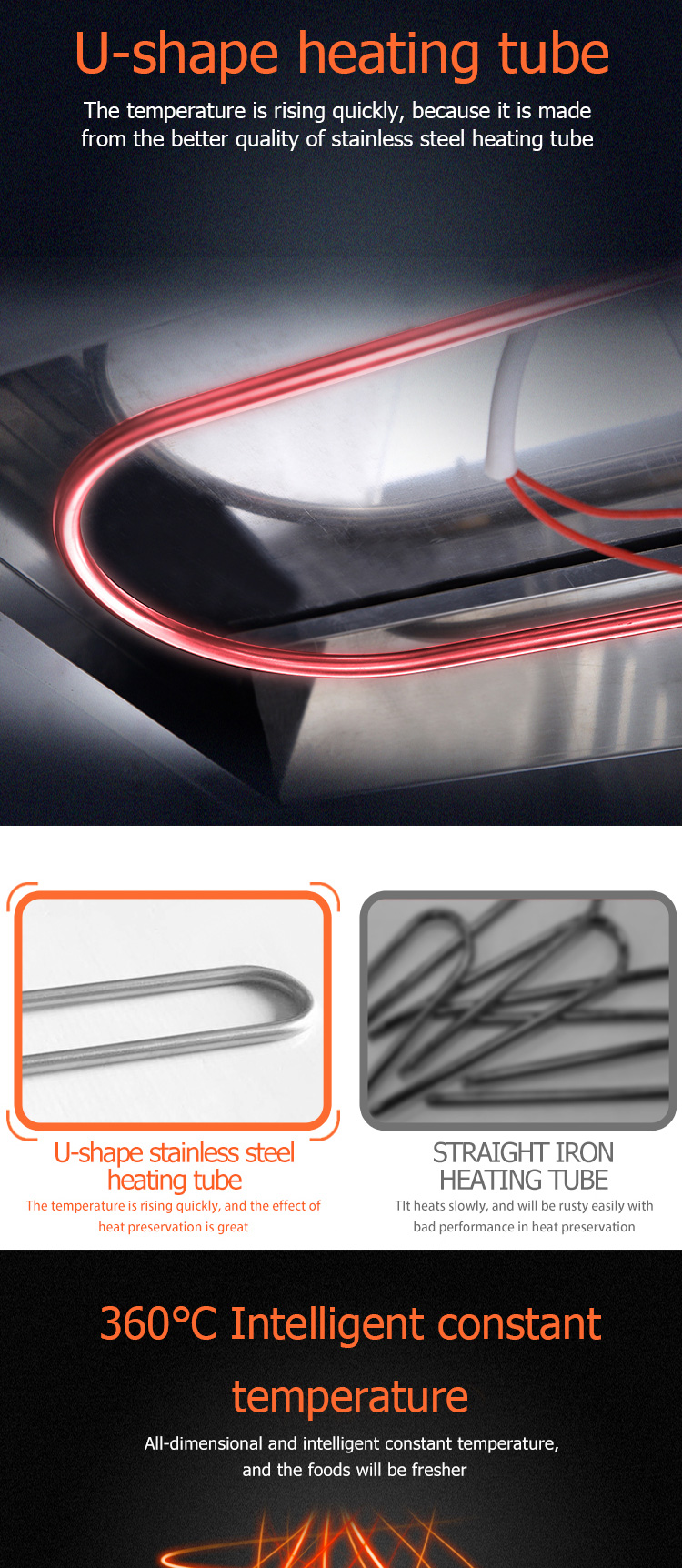 Moisturizing Stainless Steel Commercial Electric Power Double Insulation Food Warmer