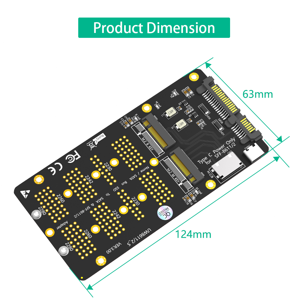 ZYX M.2 NVMe SSD to SFF-8611 8612 Adapter 6Gb/s Bandwidth