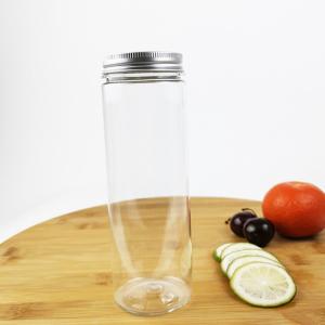 China Tea 0.4 Liter PET Plastic Storage Can With Screw Cap Clear Juice Bottles wholesale