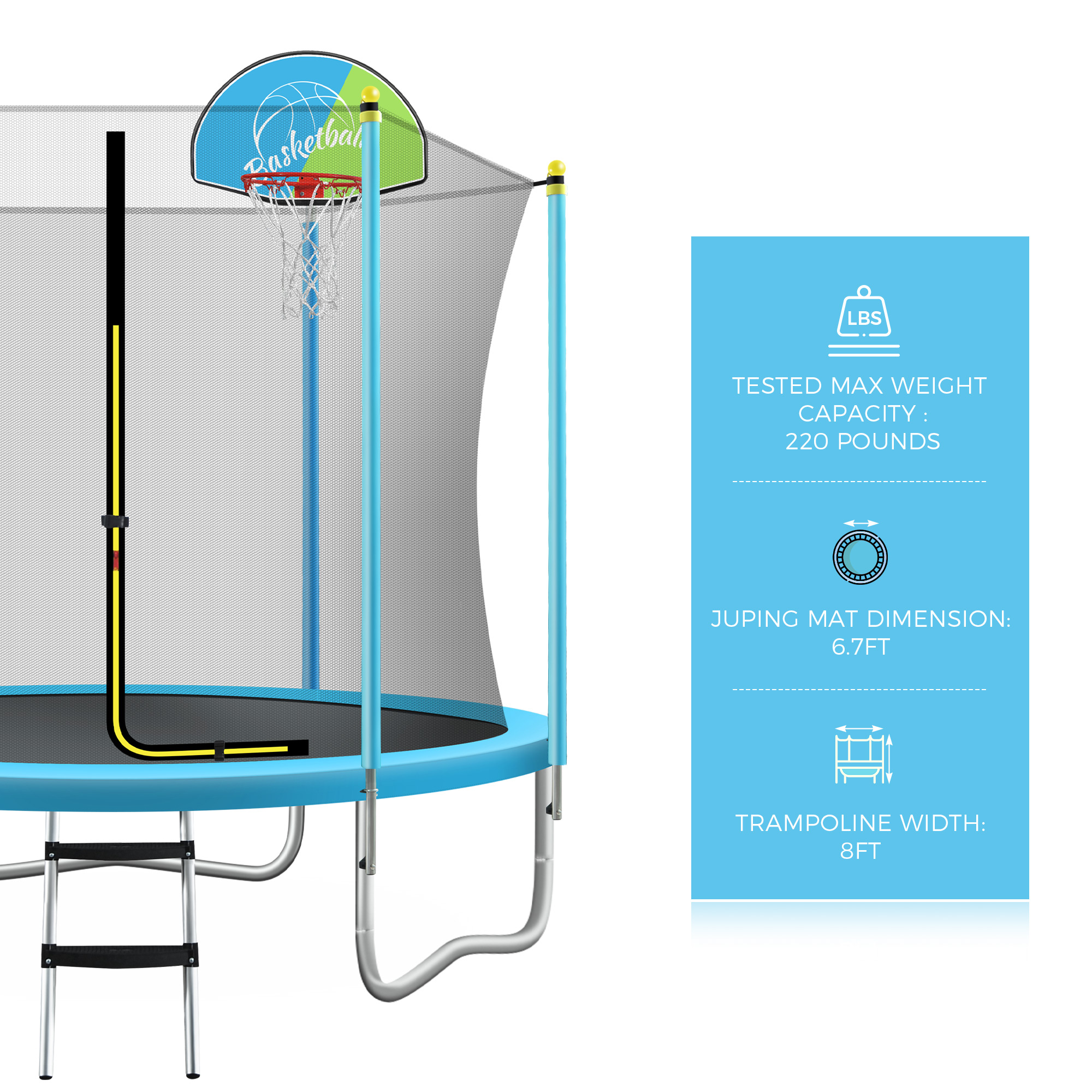 Outdoor Trampoline Park with Stainless Steel Frame and 800 lbs Max. Weight Capacity