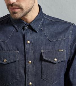 China High quality casual man blue jean shirts men collar stylish jean shirt fashion custom shirt for man on sale