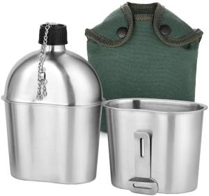 China 2pcs Military Canteen Kit 1000ml 600ml Aluminum Canteen Cup Set wholesale