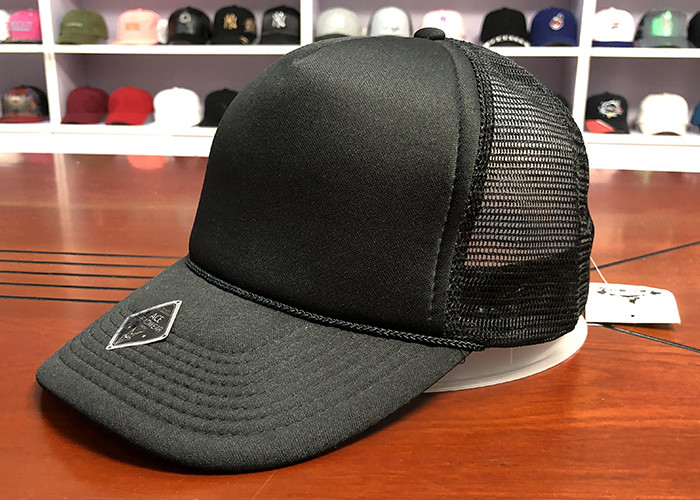 Customized Black 5 Panel Foam Back Blank Mesh Trucker Hats