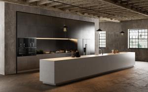 China Modern Industrial Style Kitchen Cabinets Tailored Melamine Grey Kitchen System wholesale