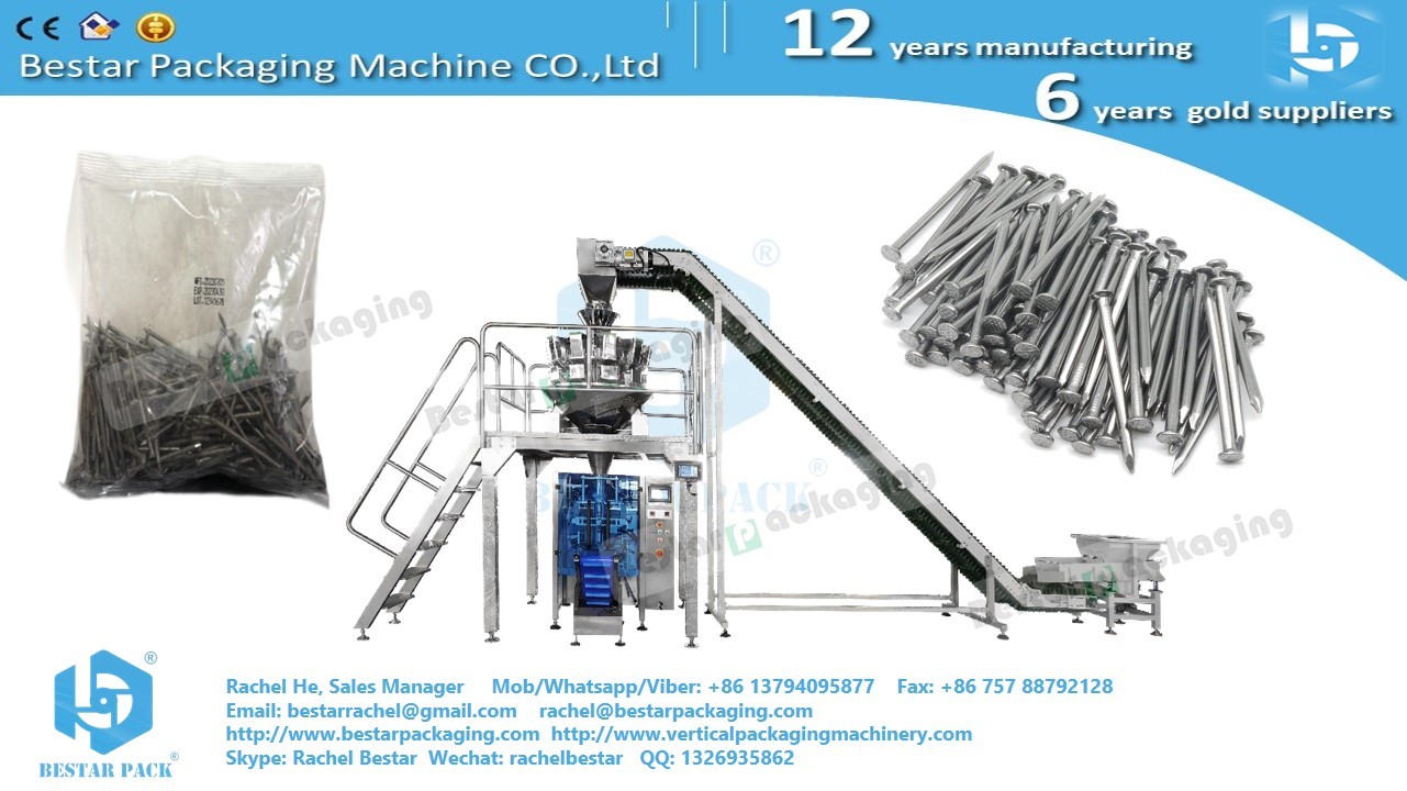 Hardware packing machine Bestar VFFS machine with 10 heads weigher BSTV-450AZ