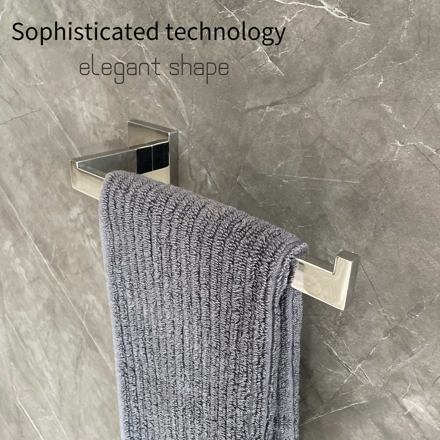 Customizable Chrome Hand Towel Bar Sus304 Grey Square Circular Hand Towel Holder