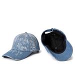 OEM Blue Denim Fabric Baseball Caps Embroidery 55cm Cotton Twill