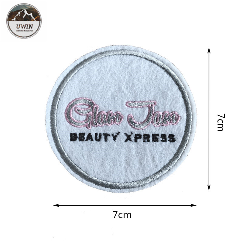 Letter Embroidered Sports Patches Round Shape Custom Logo For Work Blouse