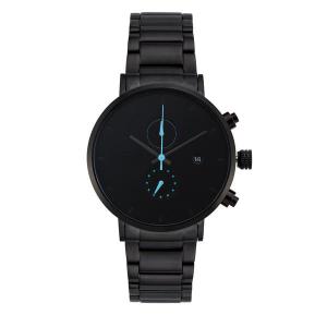 China Mineral Crystal Stainless Steel Chronograph Watch Black Chain Wrist Watch wholesale