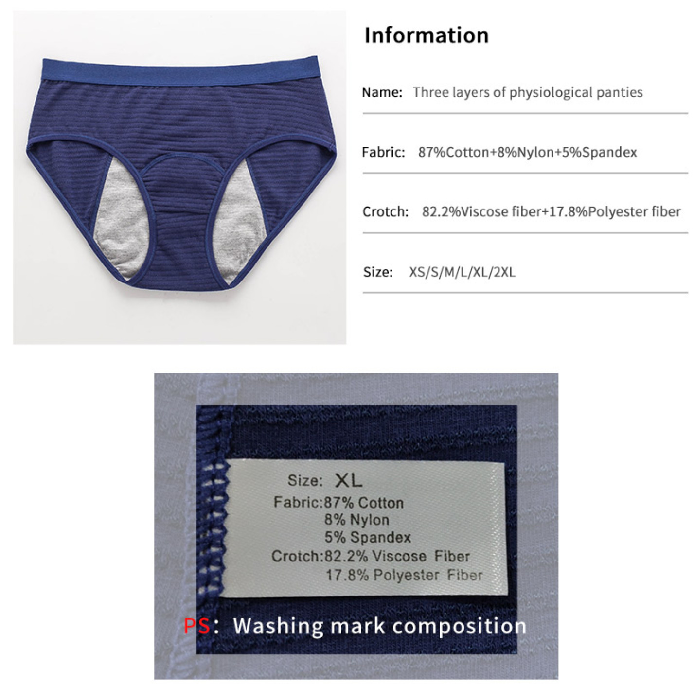 In Stock 3 Layers Multi Color Leakproof Menstrual Panties Cotton Brief Absorbent Period Underwear For Women