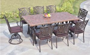 China Leisure Garden Cast Aluminum 8 Seater Outdoor Furniture Table And Chair Set Garden Furniture wholesale