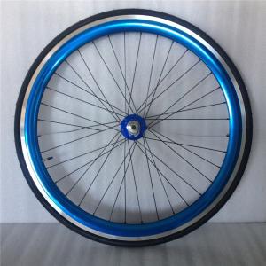 China 43mm Anodized Blue Flip Flop Fixed Gear Road Bike Wheel Set with Colorful Spokes wholesale