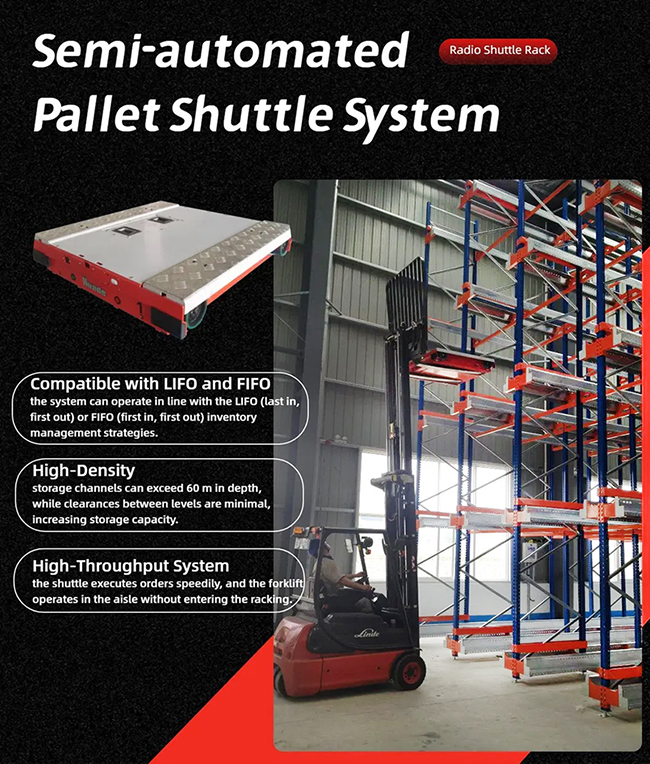Radio Shuttle Rack Automatic Shuttle Rack  Heavy Duty Pallet Racking