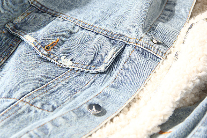 Waterproof Fashion Denim Lambswool Quilting Coat 2020 Winter Lambswool Loose Thickened Jackets Long