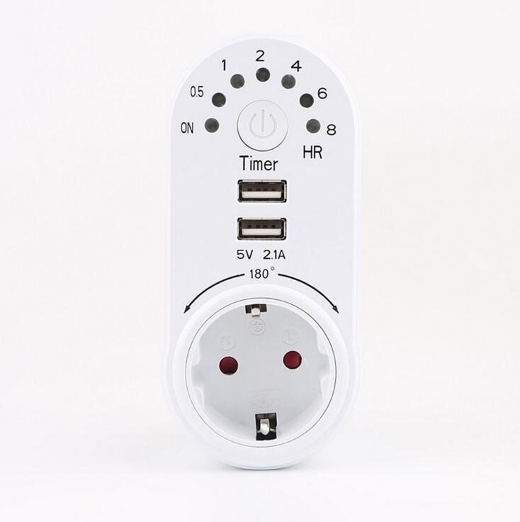 EU/GR type 180 Angel USB Socket with countdown timer control 5V 2.1A AC plug