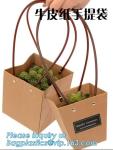 Recycled Fashion Design Flat Paper Handle Kraft Gift Bag Flower Carrier Bag