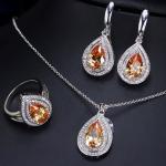 Hot selling Womens Luxury Wedding Flower CZ Zircon jewelry Set Fashion Waterdrop