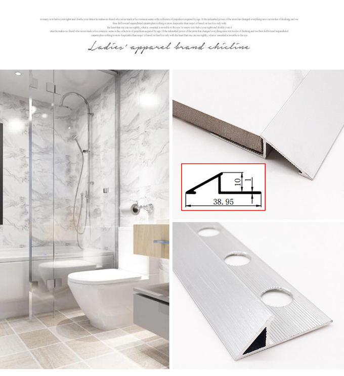 Polished Tile Aluminum Edge Trim , Triangle Tile Trim 10mm Height