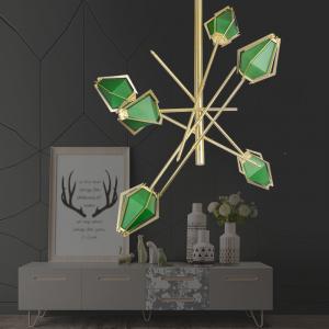 China Diamond Chandelier Emerald Green And Milky White Glass Shade Harlow Chandelier(WH-MI-370) wholesale