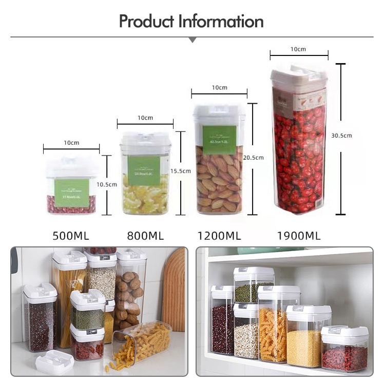 7 Pcs Plastic Food Airtight Storage Containers With Lids Multiple Size