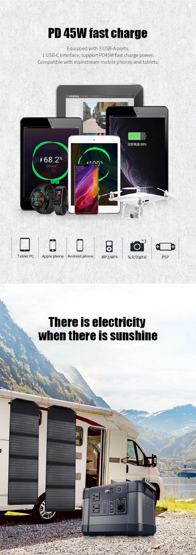 1110wh Backup Lithium Battery Portable Power Station 300000mAh 1000 Watt Power Bank