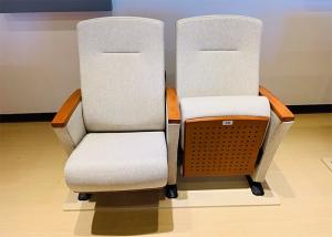 China Commercial Auditorium Padded Church Chairs Wooden Finish Seat wholesale