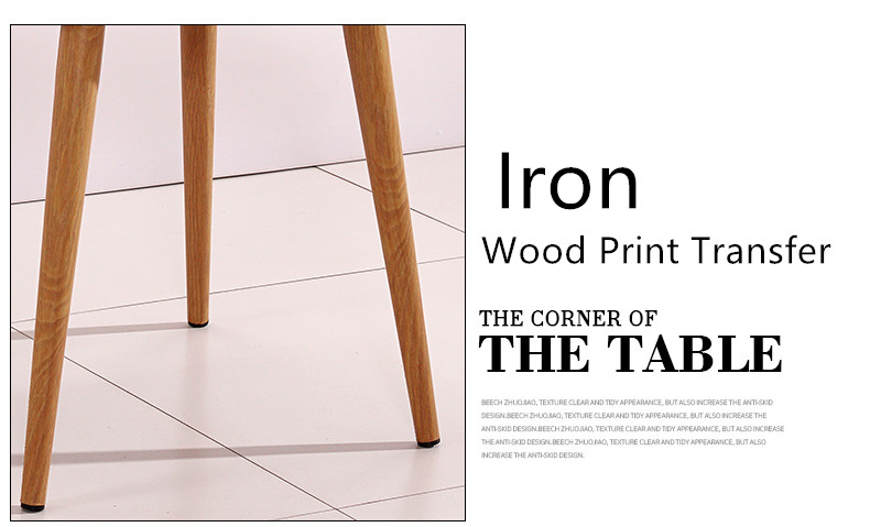 Small Non Slip Plastic Dining Chairs With Wood Print Transfer Iron Legs