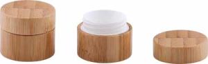 China Environmental Cosmetic Cream Containers Frosted Glass With Bamboo Wooden Lid wholesale