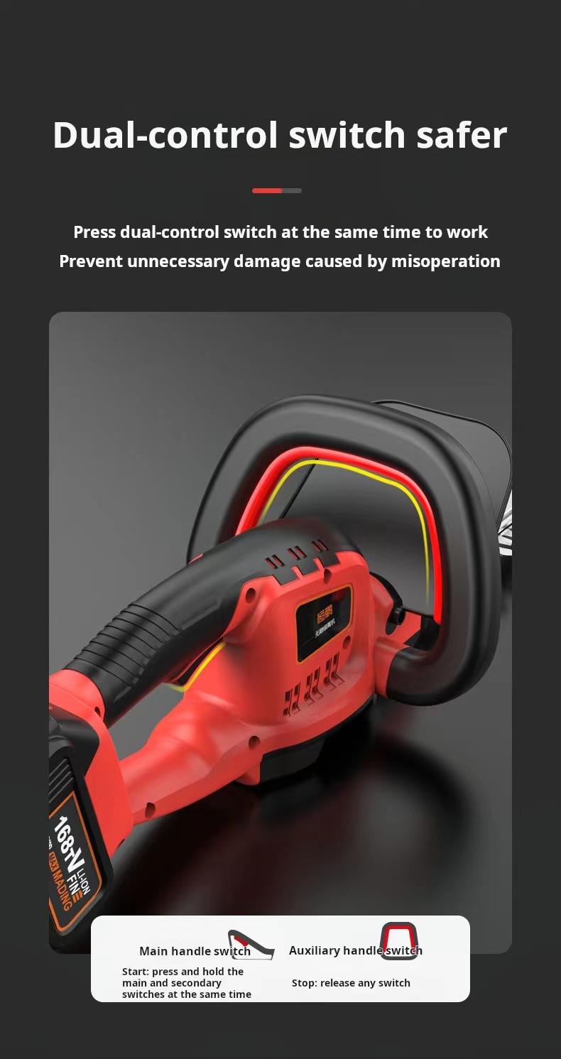 Brushless Battery Powered Hedge Cutter Rechargeable Garden Trimmer DC21V