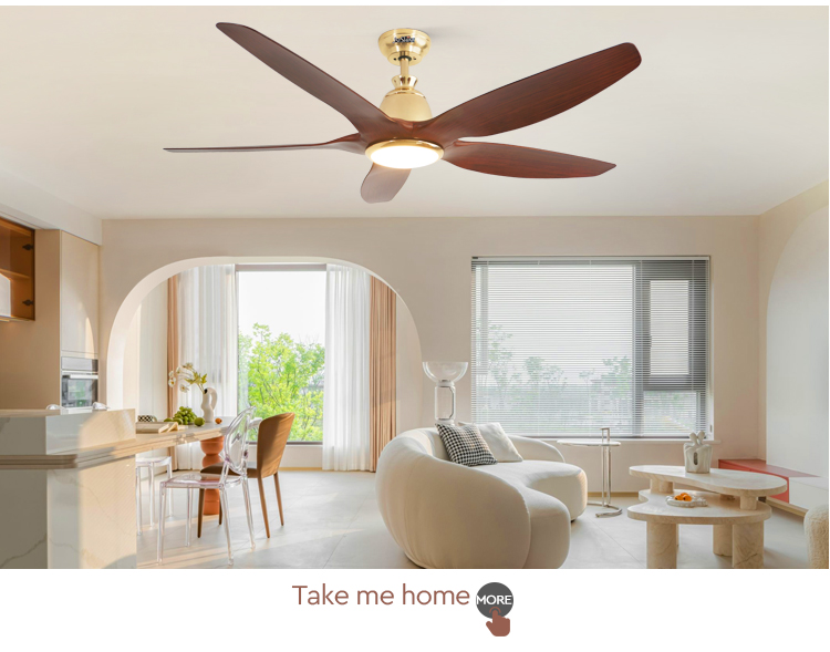 60 Inch/OEM DC pure copper Three Color LED Dimmable Hanging Ceiling Fan for Big Spaces
