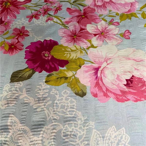 Printed Seersucker 150CM Home Textile Fabrics 45SX45S 115 Gsm Cotton Fabric Water UV Proof