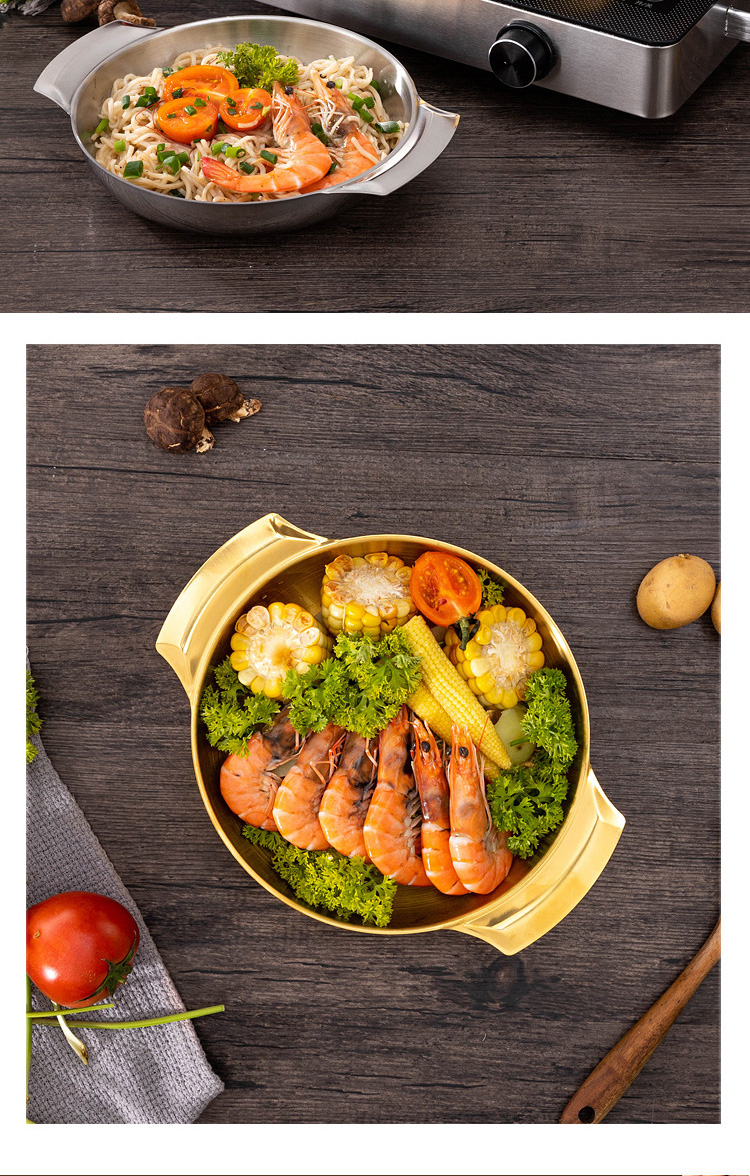 Good Quality Stainless Steel Golden Soup Pot Korean Ramen Instant Noodle Seafood Lobster Induction Cooker Dry Pot